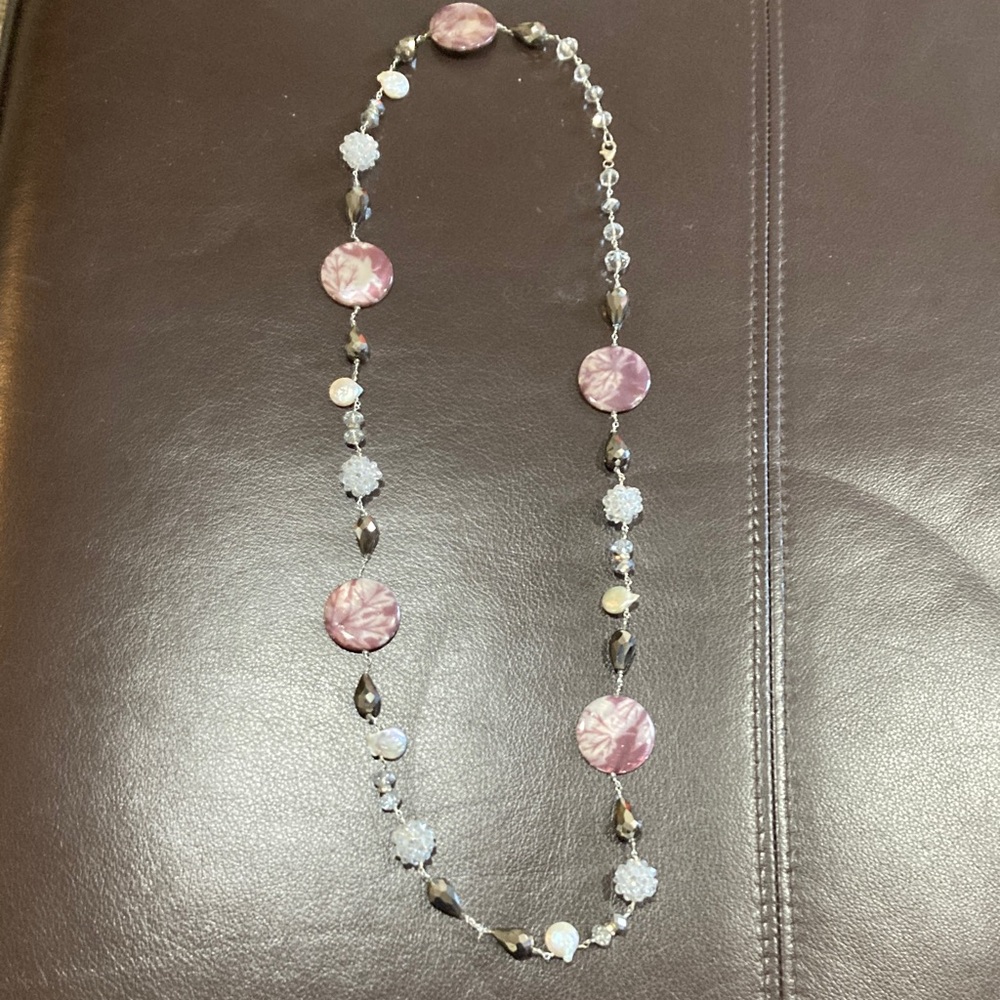 Sterling silver and stone Long Beaded Necklace - Unbranded